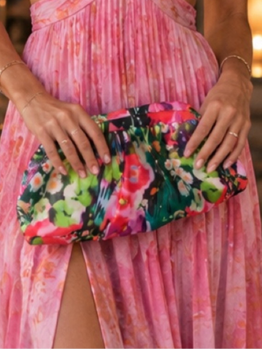 NWT Marc Cain Floral Satin Evening Clutch Wedding Guest Summer Garden event - Picture 1 of 10